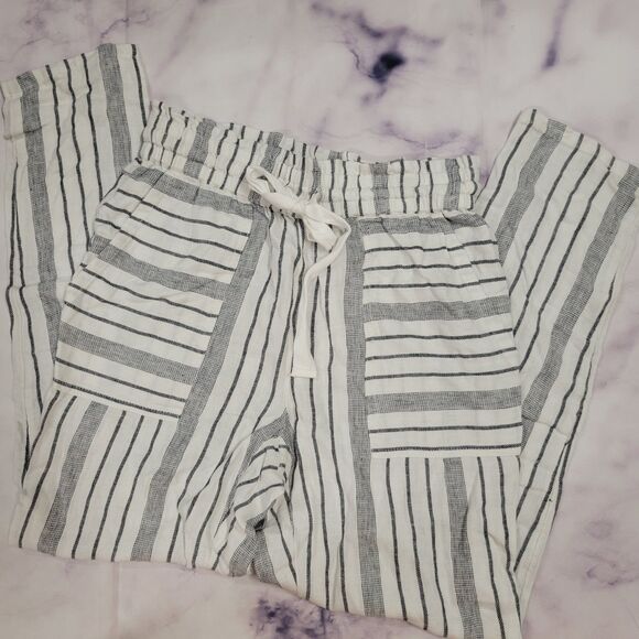 Vince Camuto Striped Slim Leg Linen Blend Pants XS - Picture 1 of 6